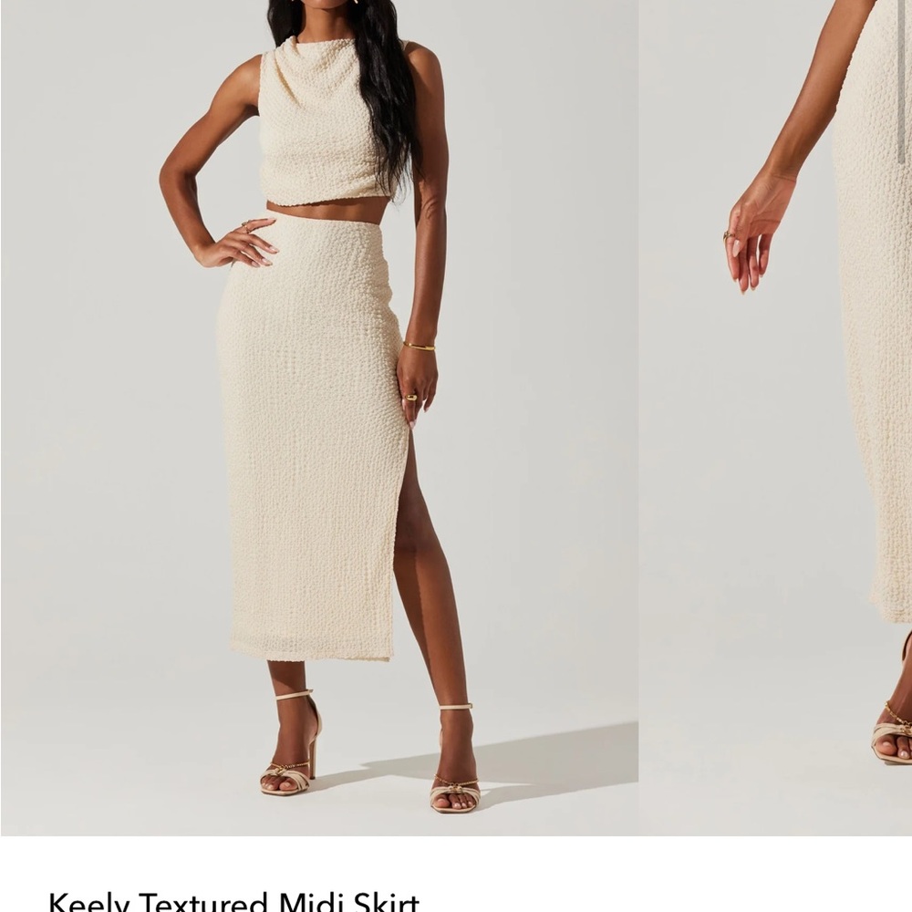 Astr Keely Textured Midi Skirt